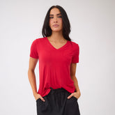 Basic V Neck Tee, Red