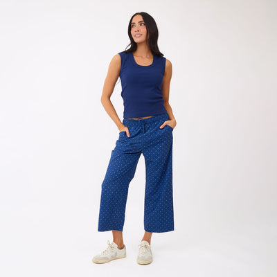 Cotton Rib Scoop Tank, Navy
