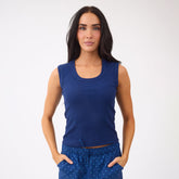 Cotton Rib Scoop Tank, Navy