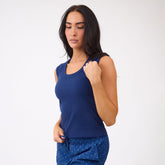 Cotton Rib Scoop Tank, Navy
