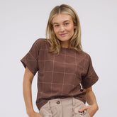 Boss Tee, Brown/Cream Windowpane