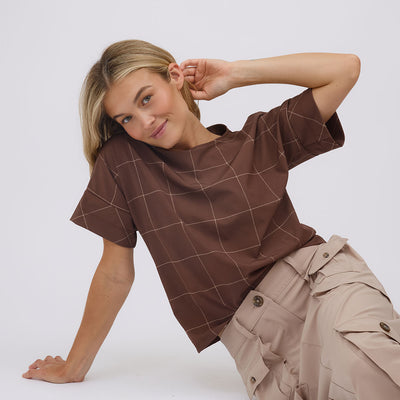 Boss Tee, Brown/Cream Windowpane