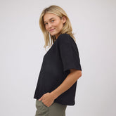 Perfect Oversized Ribbed Tee, Black