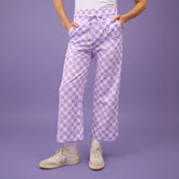 Disney Audrey Wide Leg Pants, Purple Check