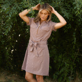 Vineyard Dress, Toffee Gingham