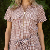 Vineyard Dress, Toffee Gingham