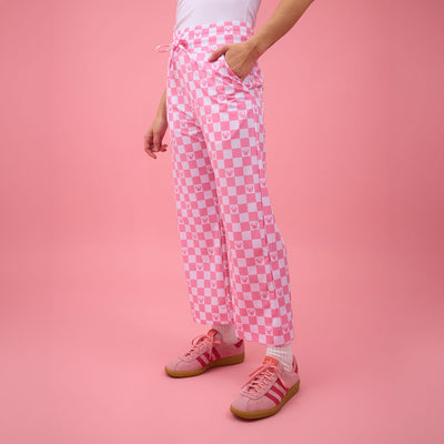 Disney Audrey Wide Leg Pants, Pink Check