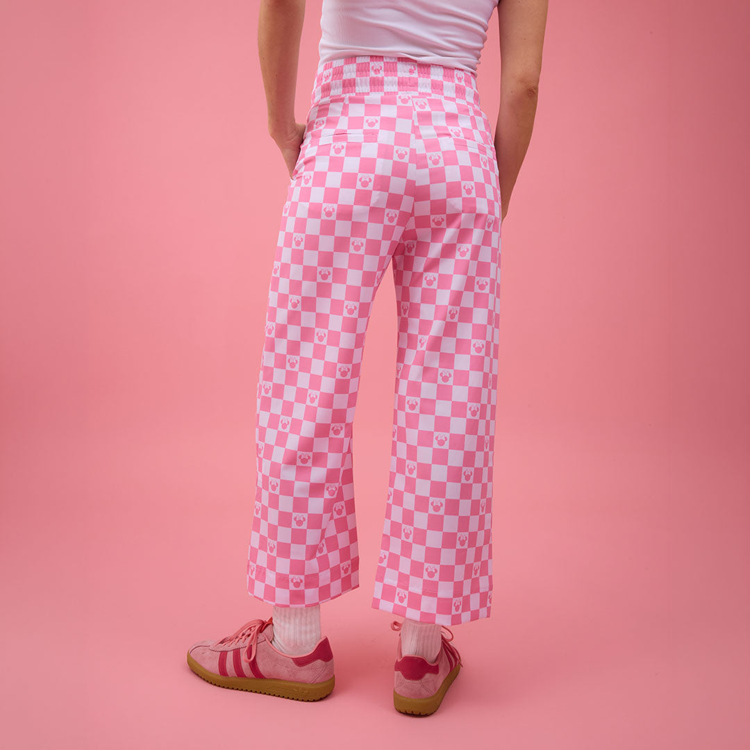 Disney Audrey Wide Leg Pants, Pink Check - Albion Fit