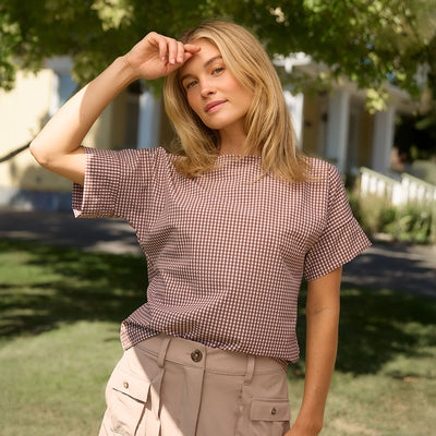 Boss Tee, Toffee Gingham