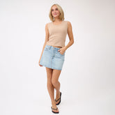Cotton Rib Scoop Tank, Tan