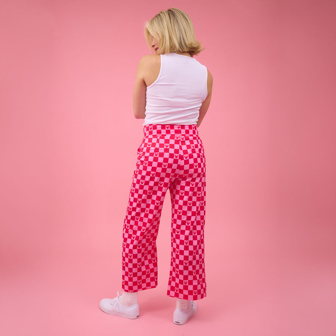 Disney Audrey Wide Leg Pants, Magenta Check - Albion Fit Disney Audrey Wide Leg Pants, Magenta Check - Albion Fit