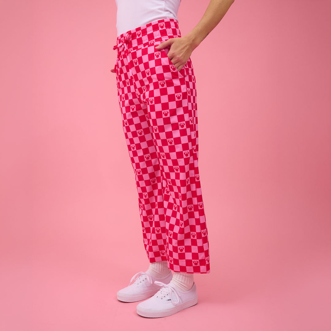 Disney Audrey Wide Leg Pants, Magenta Check - Albion Fit