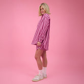 Kimber Button Down, Cranberry Stripe