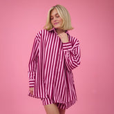 Double Boxer Shorts, Cranberry Stripe