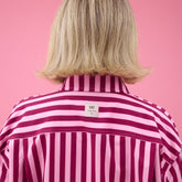 Kimber Button Down, Cranberry Stripe