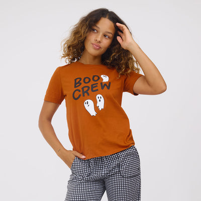 Boyfriend Tee, Burnt Orange Boo Crew