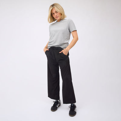 Audrey Mid Rise Wide Leg Pants, Black