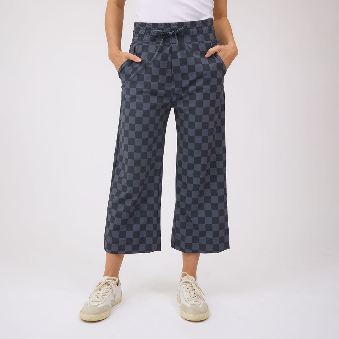 Audrey Wide Leg Pants, Slate Checkers - Albion Fit