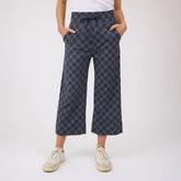 Audrey Wide Leg Pants, Slate Checkers