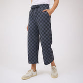 Audrey Wide Leg Pants, Slate Checkers