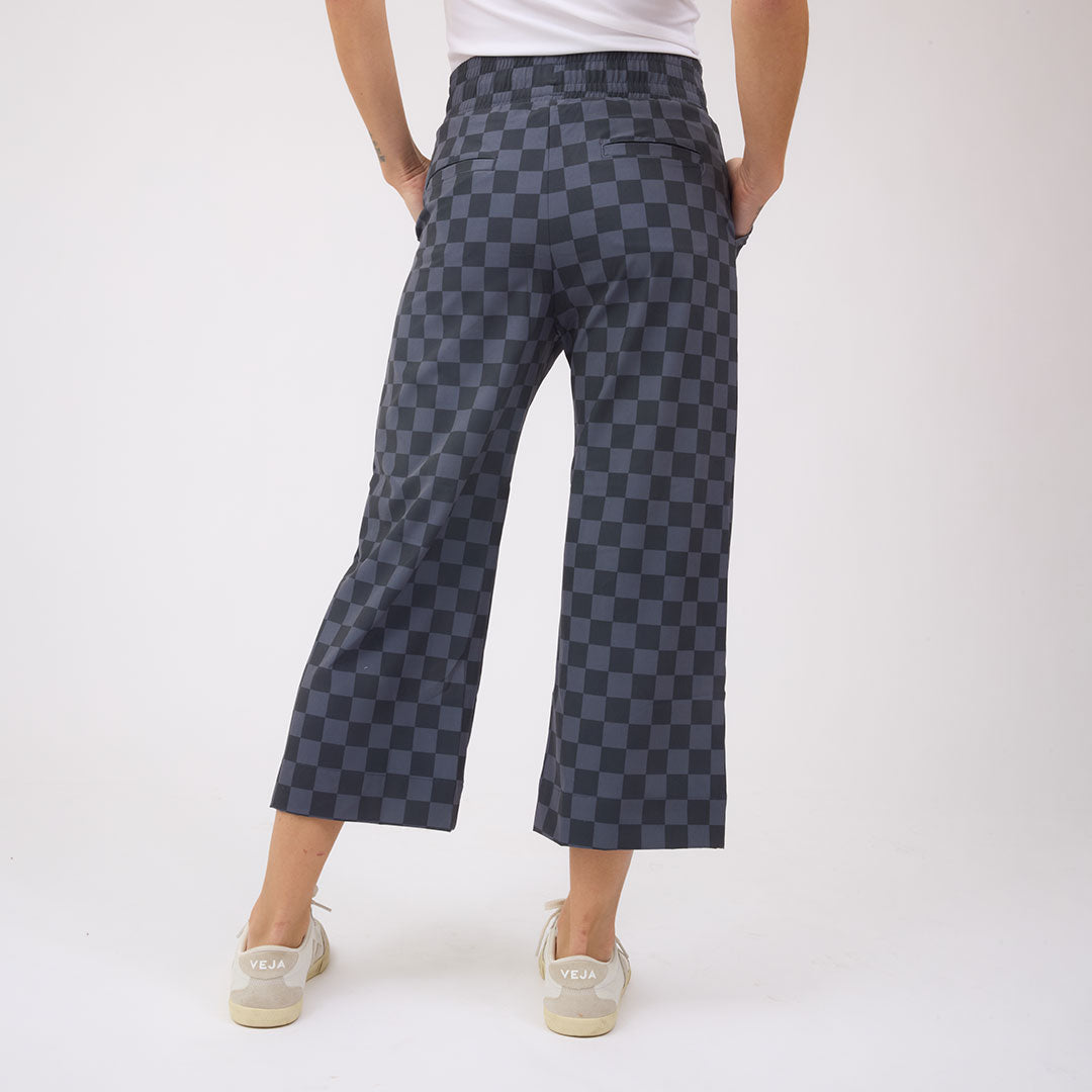 Audrey Wide Leg Pants, Slate Checkers - Albion Fit
