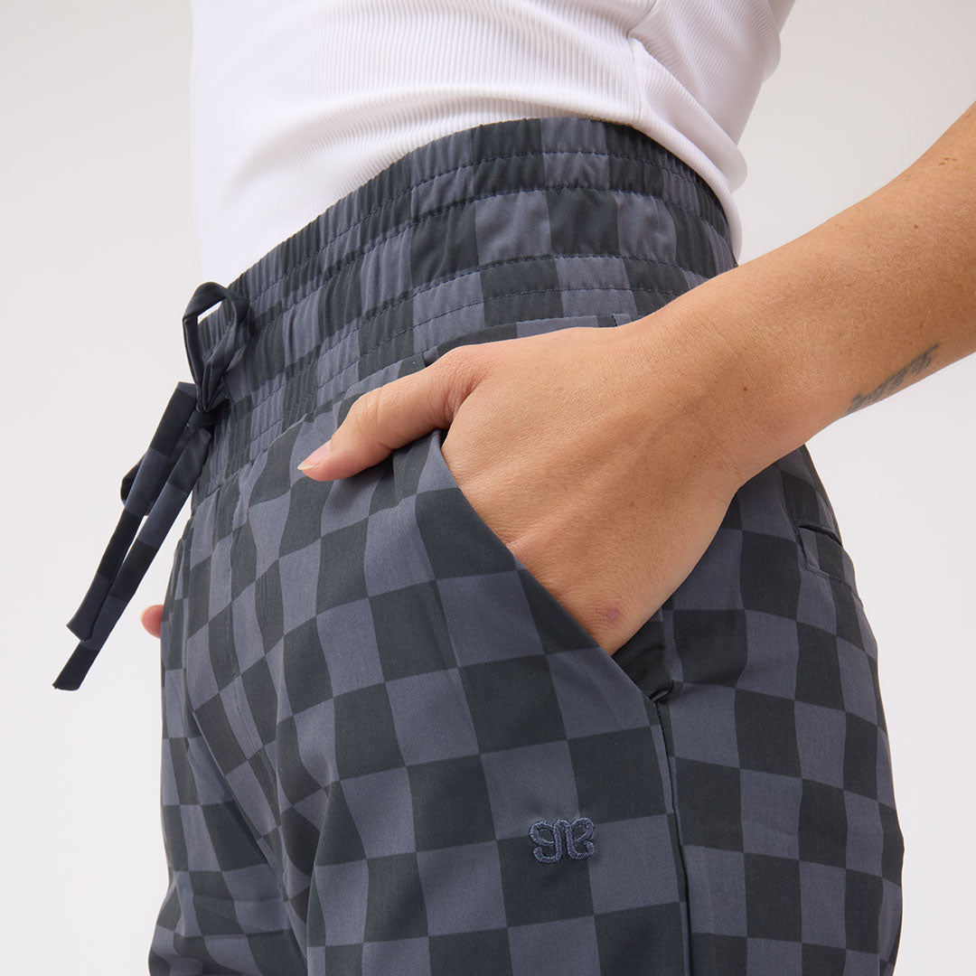 Audrey Wide Leg Pants, Slate Checkers - Albion Fit