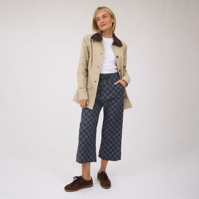 Audrey Wide Leg Pants, Slate Checkers