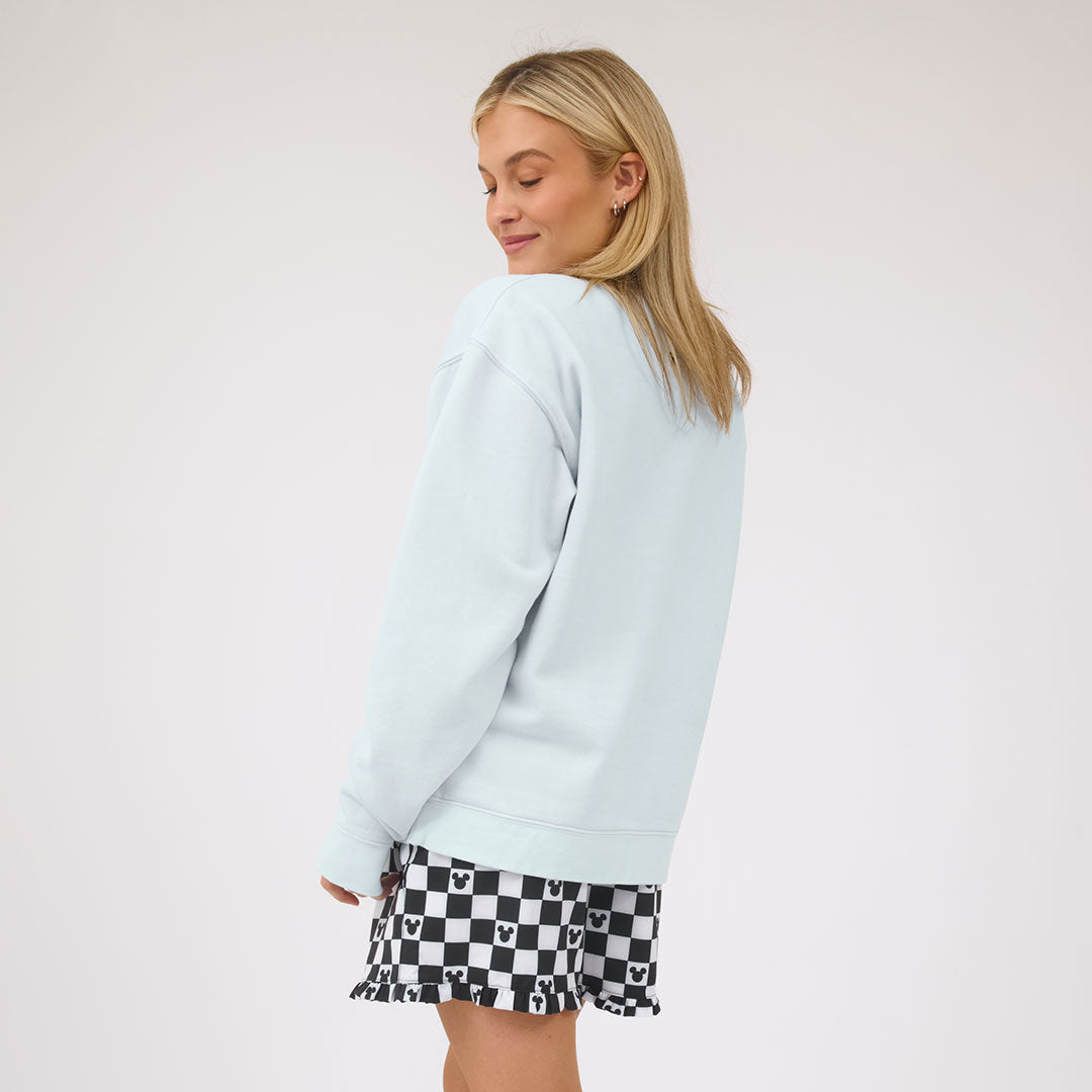 Disney Mickey Mouse Ski Crew Sweatshirt, Powder Blue - Albion Fit