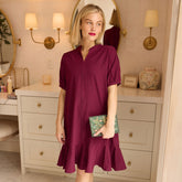 Clara Dress, Burgundy Gingham