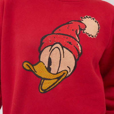 Disney Donald Duck Holiday Crew Sweatshirt, Red