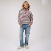 Oxford Fleece Zip-Up, Grey Stripe