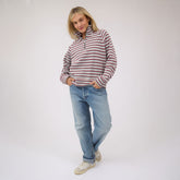 Oxford Fleece Zip-Up, Grey Stripe