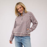 Oxford Fleece Zip-Up, Grey Stripe