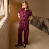 City Jumpsuit, Burgundy Gingham