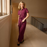 City Jumpsuit, Burgundy Gingham