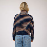 Oxford Fleece Zip-Up, Navy Stripe