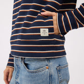 Oxford Fleece Zip-Up, Navy Stripe
