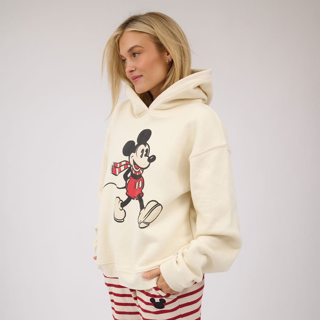 Disney Mickey Mouse Holiday Boyfriend Hoodie, Oat - Albion Fit