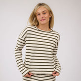 Striped Sweater, Olive and Cream