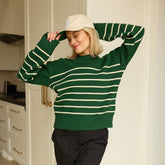 Alpine Knit Sweater, Green Stripe