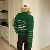 Alpine Knit Sweater, Green Stripe