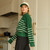 Alpine Knit Sweater, Green Stripe