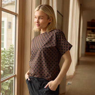 Boss Tee, Black/Brown Polka Dot