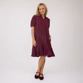 Clara Dress, Burgundy Gingham