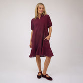 Clara Dress, Burgundy Gingham