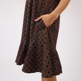 Clara Dress, Black/Brown Polka Dot