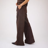 Slip On Trouser, Black/Brown Polka Dot