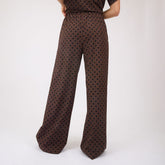Slip On Trouser, Black/Brown Polka Dot