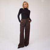 Slip On Trouser, Black/Brown Polka Dot