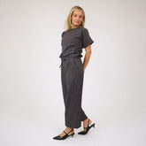 Audrey Mid Rise Wide Leg Pants, Olive Gingham
